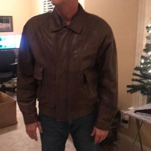 John Ashford brown leather bomber jacket